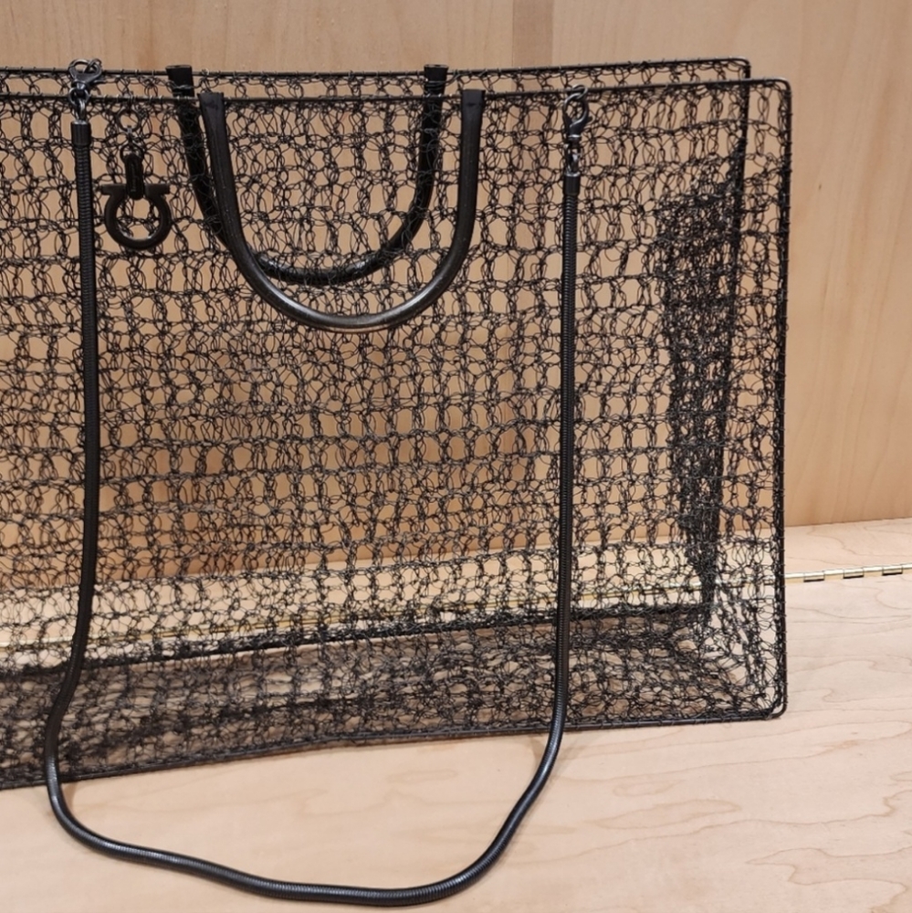 Salvadore Ferragamo crochet large metal mesh bag